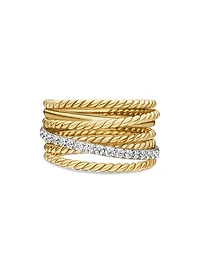Crossover Ring in 18K Yellow Gold with Pavé Diamonds