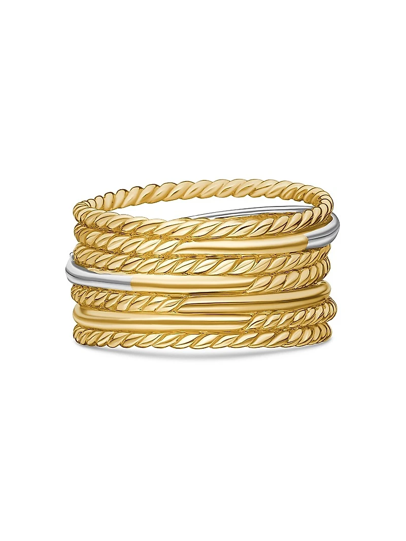 Crossover Ring in 18K Yellow Gold with Pavé Diamonds