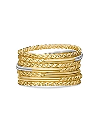 Crossover Ring in 18K Yellow Gold with Pavé Diamonds