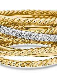 Crossover Ring in 18K Yellow Gold with Pavé Diamonds