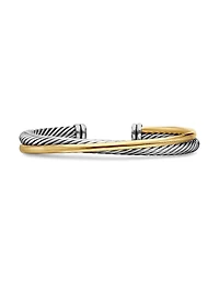 Crossover Two Row Cuff Bracelet Sterling Silver