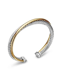 Crossover Two Row Cuff Bracelet Sterling Silver