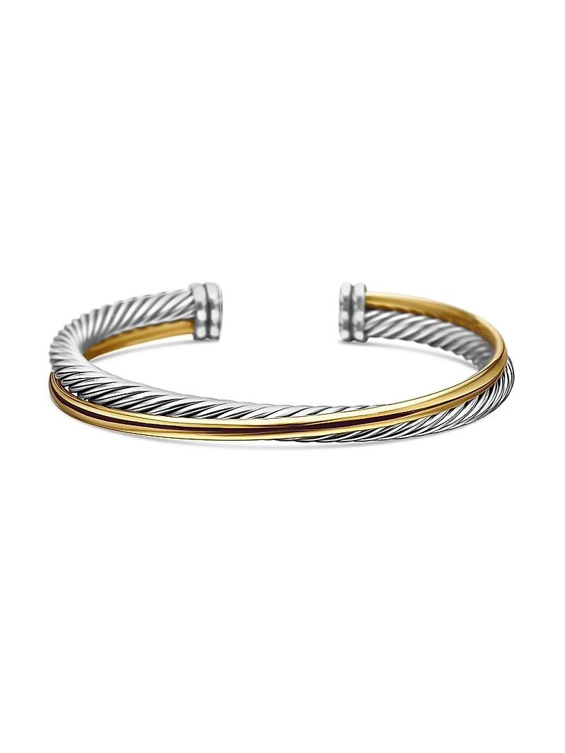 Crossover Two Row Cuff Bracelet Sterling Silver