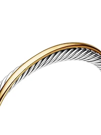 Crossover Two Row Cuff Bracelet Sterling Silver