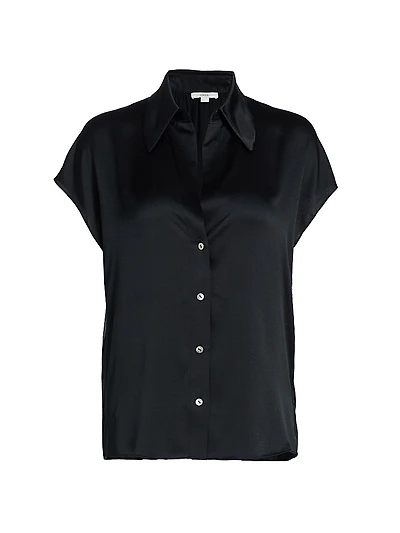 Cap-Sleeve Silk Blouse