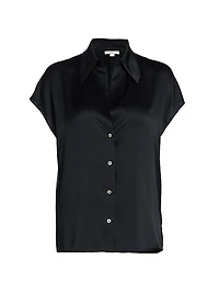 Cap-Sleeve Silk Blouse