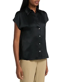 Cap-Sleeve Silk Blouse