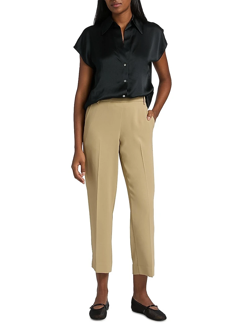 Cap-Sleeve Silk Blouse