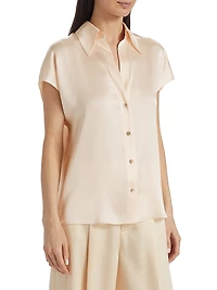 Cap-Sleeve Silk Blouse