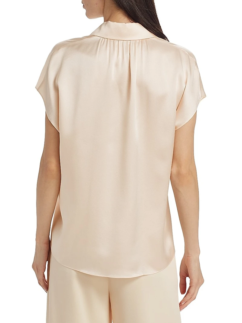Cap-Sleeve Silk Blouse
