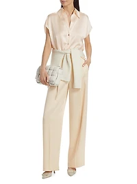Cap-Sleeve Silk Blouse