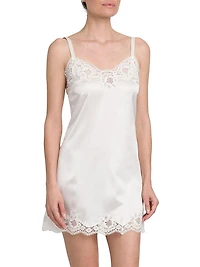 Lace-Trimmed Silk Satin Nightgown