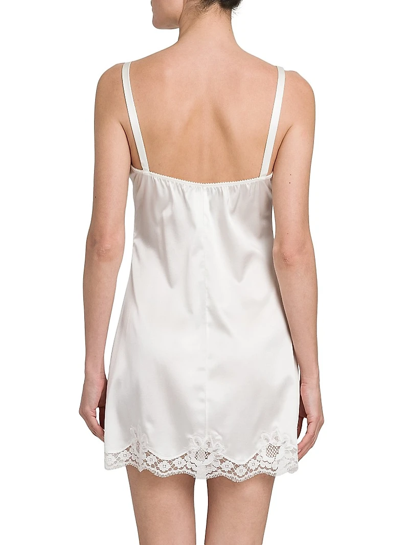 Lace-Trimmed Silk Satin Nightgown