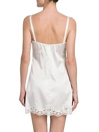 Lace-Trimmed Silk Satin Nightgown