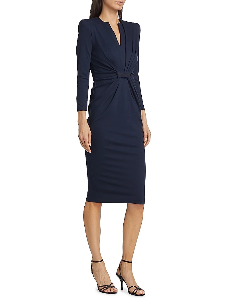 Tab-Front Jersey Sheath Dress