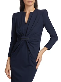 Tab-Front Jersey Sheath Dress