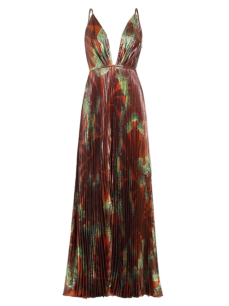 Western Gardens Sleeveless Lamé Gown