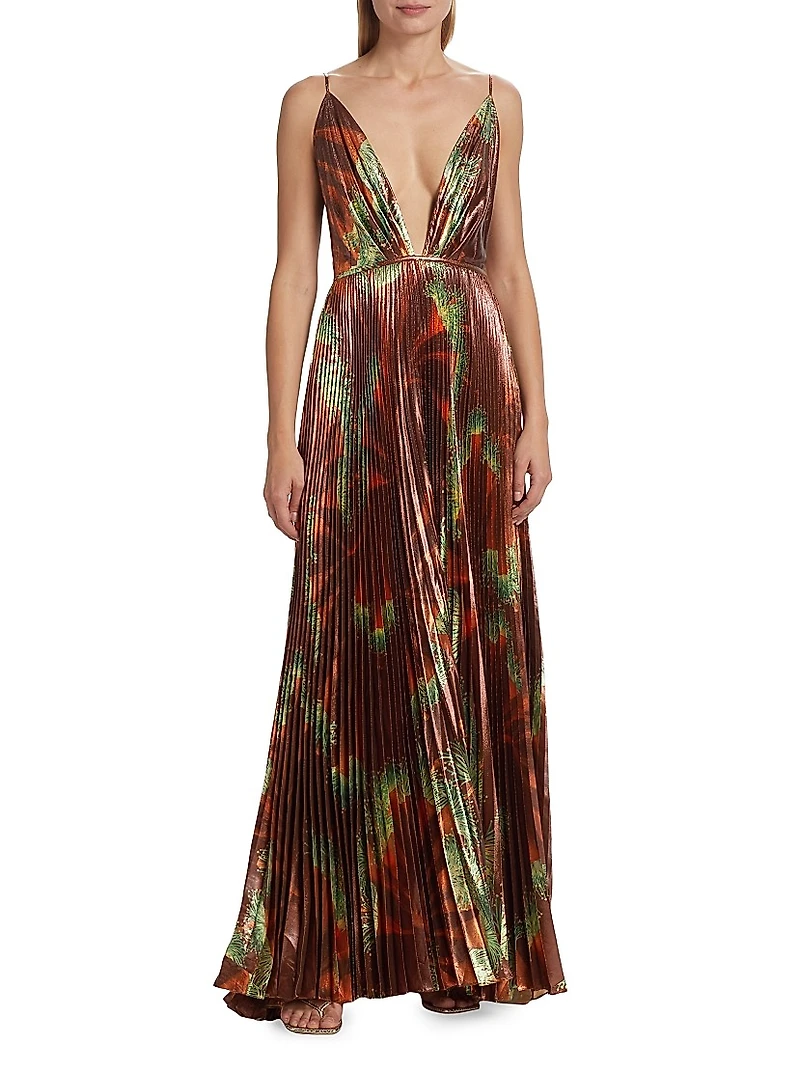 Western Gardens Sleeveless Lamé Gown