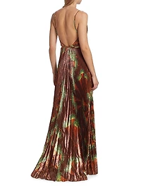 Western Gardens Sleeveless Lamé Gown