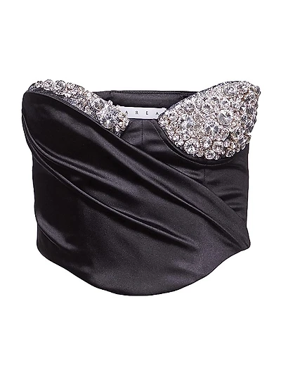 Strapless Crystal-Embellished Bustier Top