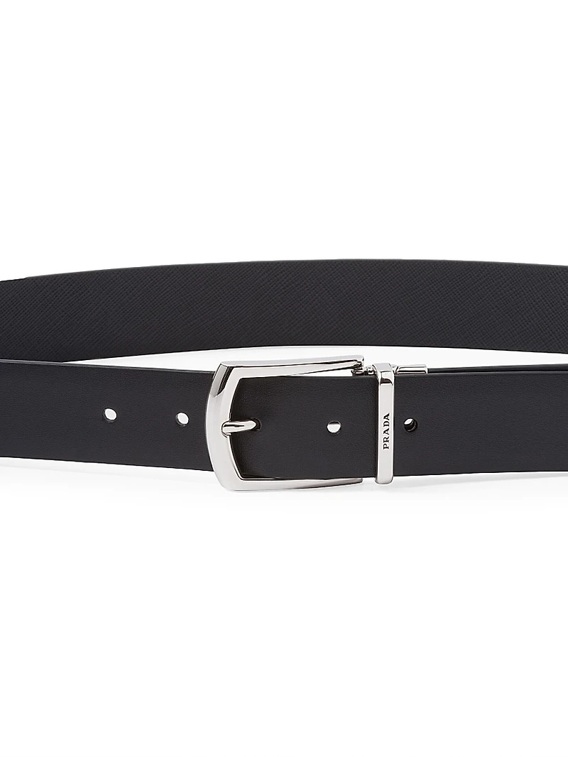 Reversible Saffiano And Leather Belt