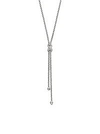 Petite X Lariat Necklace in Sterling Silver with Diamonds
