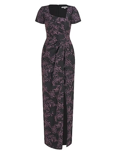 Roslyn Floral Jacquard Gown