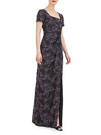 Roslyn Floral Jacquard Gown