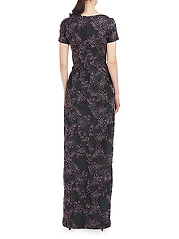 Roslyn Floral Jacquard Gown