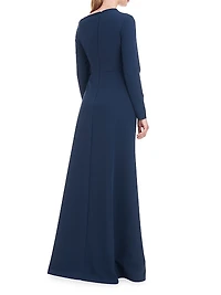 Irina Gown Asymmetric Long-Sleeve Gown