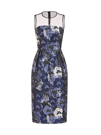Dottie Floral Jacquard Illusion Midi-Dress