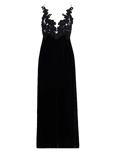 Sensory Embroidered Velvet Slipdress