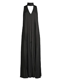 Satin Sleeveless Pleated Gown
