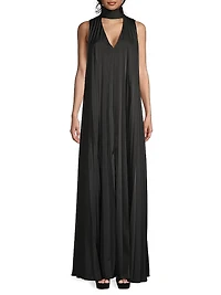 Satin Sleeveless Pleated Gown