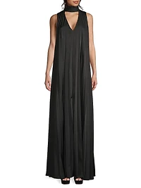 Satin Sleeveless Pleated Gown
