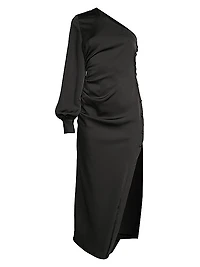 One-Shoulder Satin High-Slit Dress