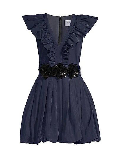 Ruffled Taffeta Mini Dress