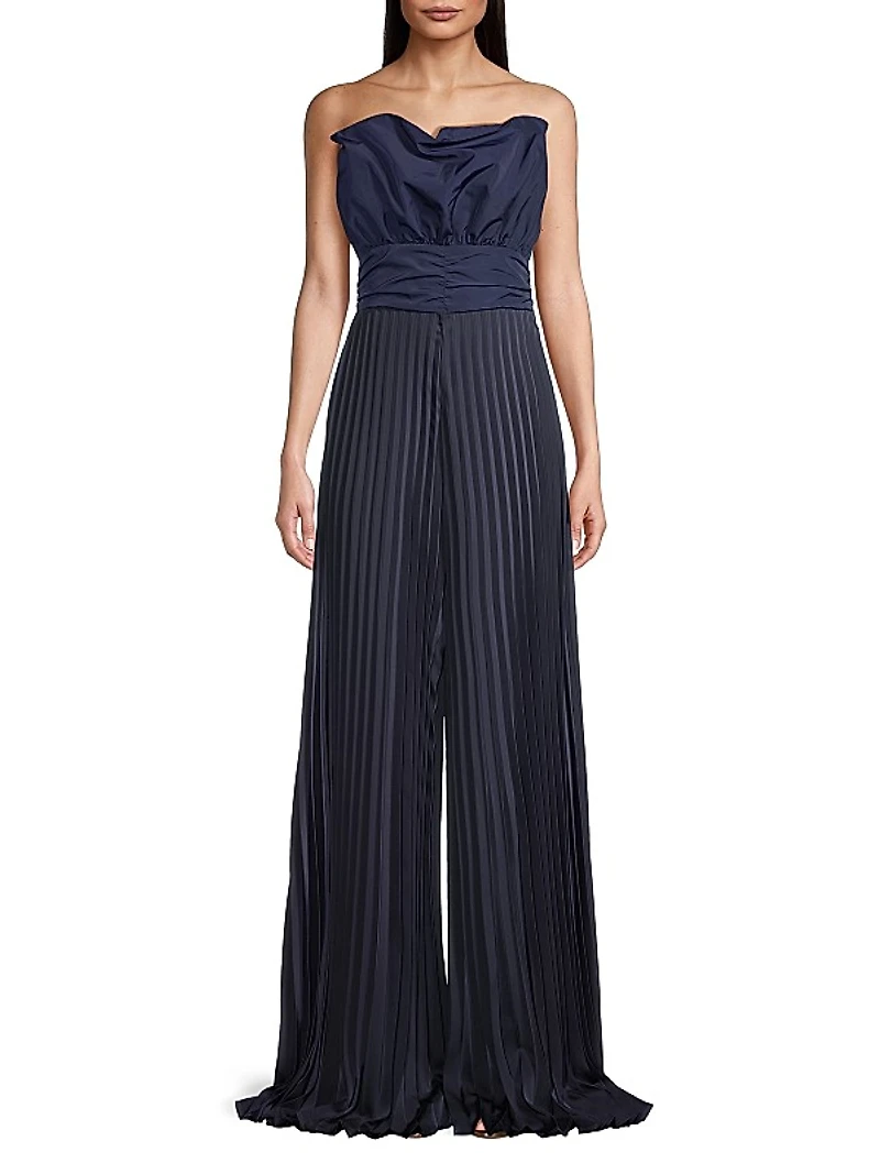 Pleated Crepe Jumpsuit