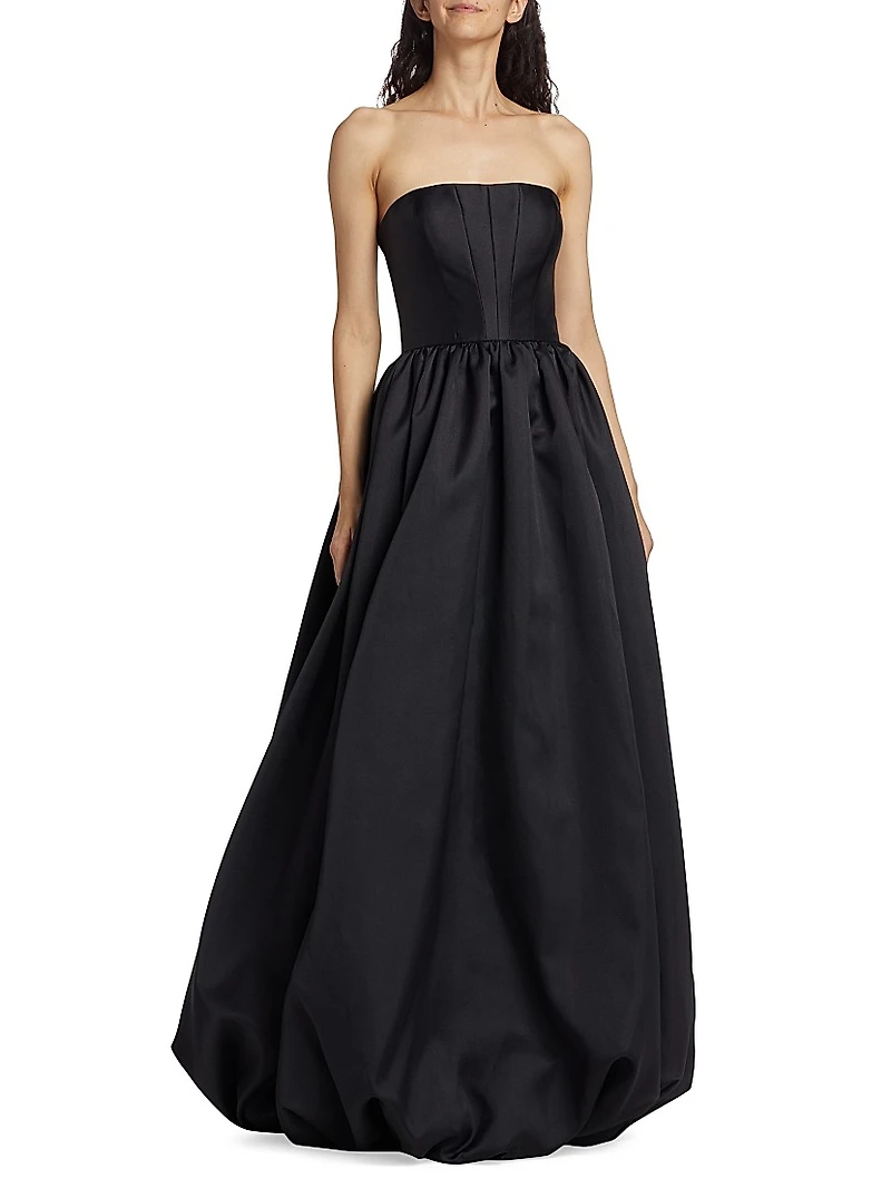 Vieda Strapless Bubble-Hem Gown