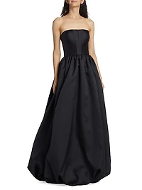 Vieda Strapless Bubble-Hem Gown