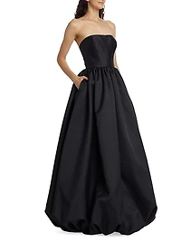 Vieda Strapless Bubble-Hem Gown