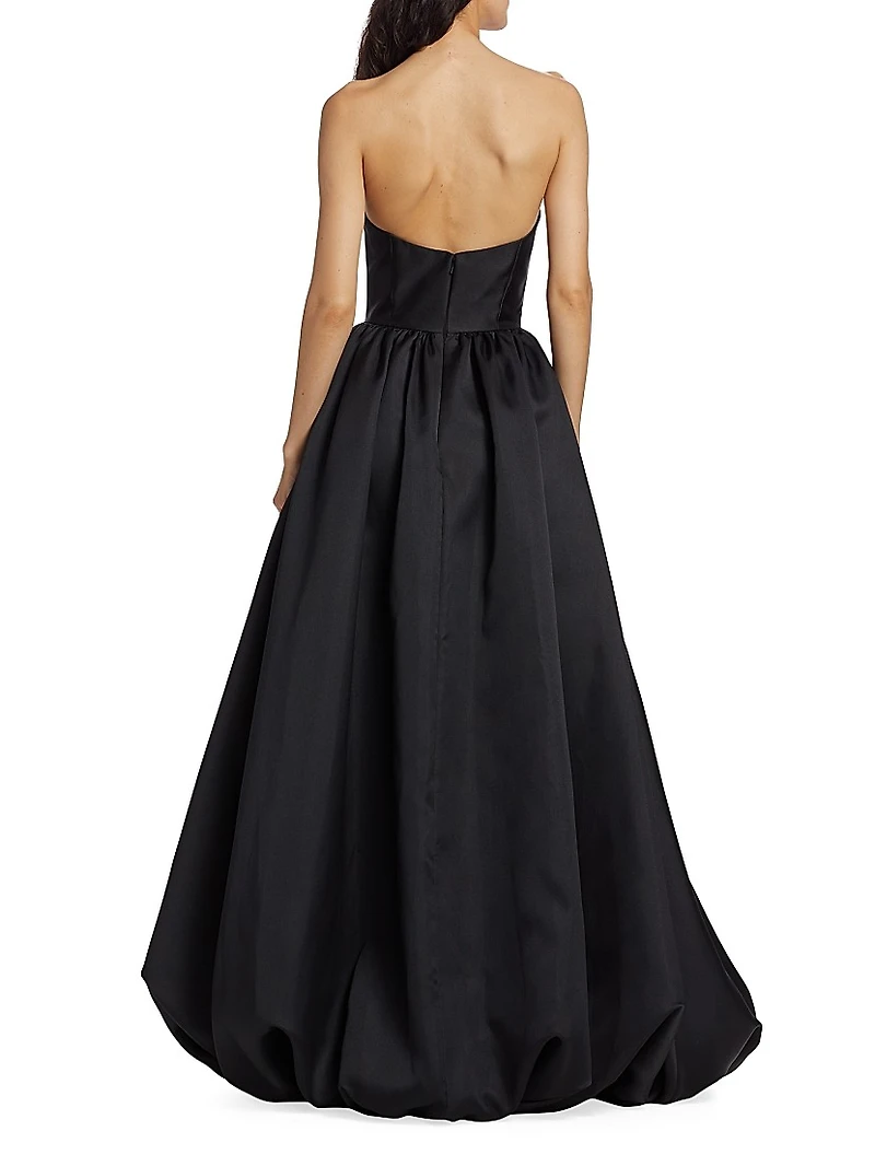 Vieda Strapless Bubble-Hem Gown