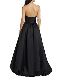 Vieda Strapless Bubble-Hem Gown