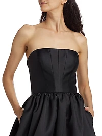 Vieda Strapless Bubble-Hem Gown