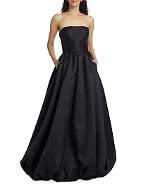 Vieda Strapless Bubble-Hem Gown