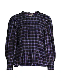 Twilight Plaid Smocked Top