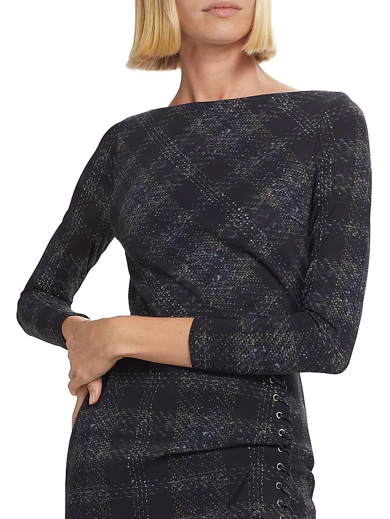 Adlia Plaid Body-Con Midi-Dress