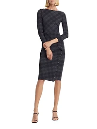 Adlia Plaid Body-Con Midi-Dress
