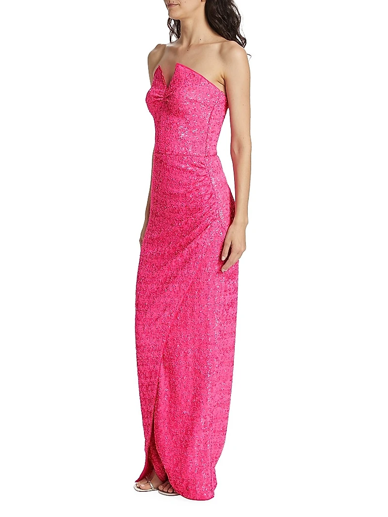 Chilo Strapless Sequin Gown