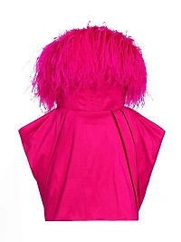 Paula Feather-Trimmed Minidress
